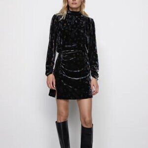 Zara Velvet Long Sleeve Dress